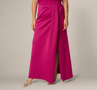 Plus Size Asymmetrical Extended Shoulder Mermaid Gown - Hot Orchid | Adrianna Papell