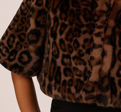 Animal Print Faux Fur Bolero Shrug - Brown Black | Adrianna Papell