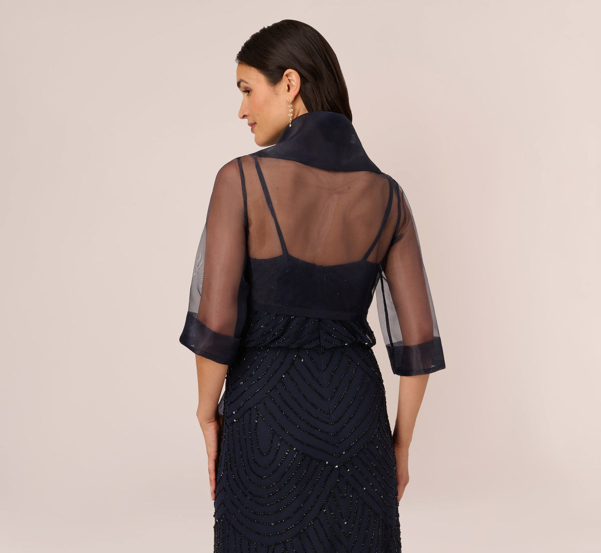 Organza Wrap Jacket With Short Sleeves - Midnight | Adrianna Papell