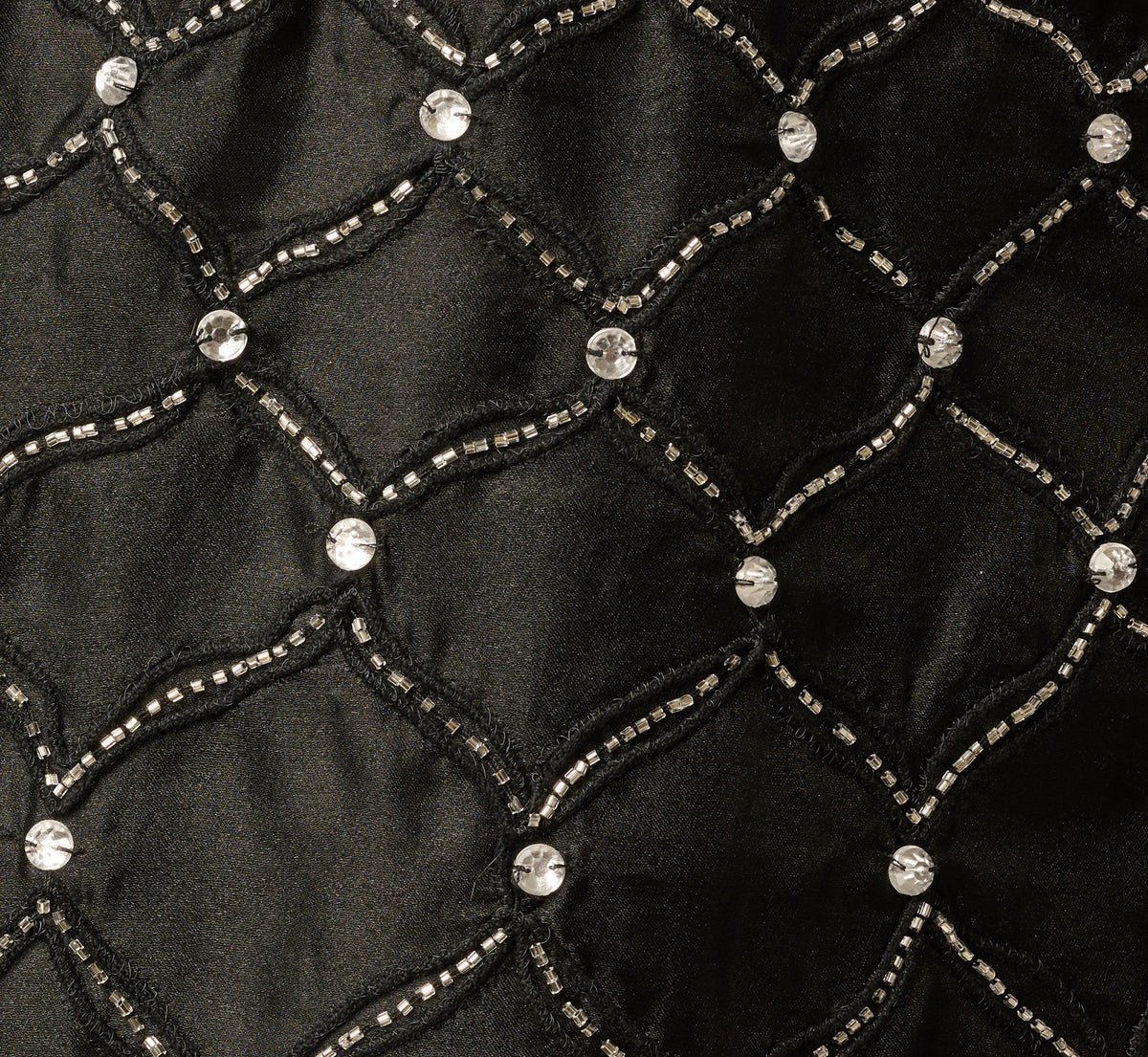 Square Neck Latice Beaded Ankle Length Dress - Black | Adrianna Papell
