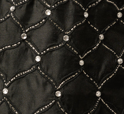 Square Neck Latice Beaded Ankle Length Dress - Black | Adrianna Papell
