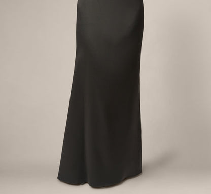 Draped One Shoulder Stretch Mikado Mermaid Gown - Black | Adrianna Papell