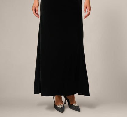 Pearly Collar Velvet Halter Gown - Black | Adrianna Papell