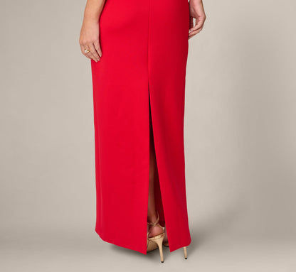 Origami Bow Shoulder Stretch Column Gown - Super Red | Adrianna Papell