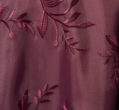 One Shoulder Floral Embroidered Gown - Raisin | Adrianna Papell