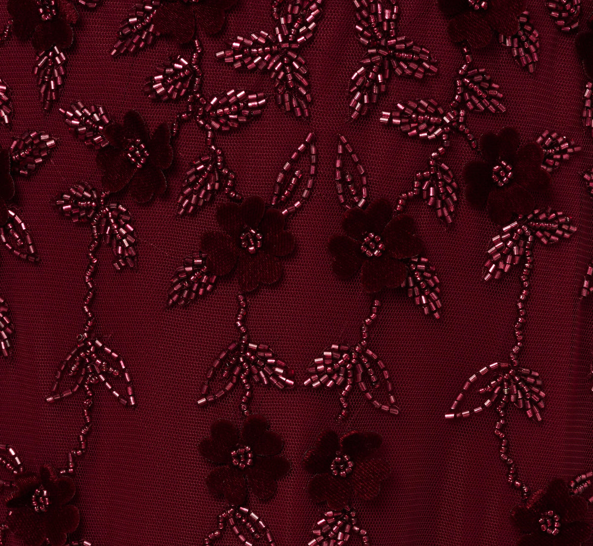 Velvet Floral Beaded Gown With Sheer Tank Straps - Mahogany | Adrianna Papell