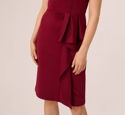 Sleeveless Queen Anne Sheath Dress - Crimson Haze | Adrianna Papell