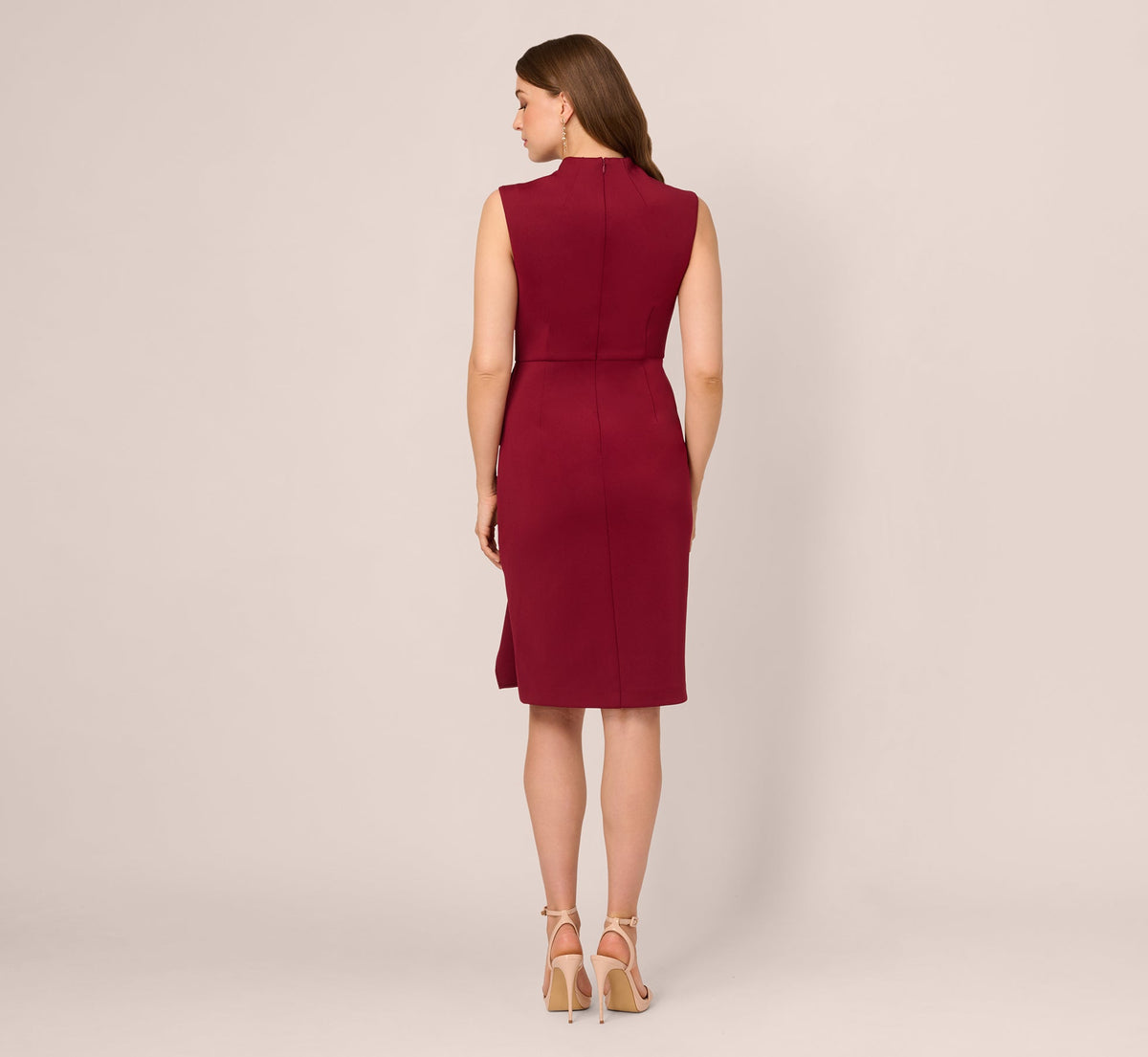 Sleeveless Queen Anne Sheath Dress - Crimson Haze | Adrianna Papell