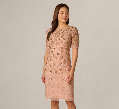 Beaded Cocktail Dress - Apricot Ice | Adrianna Papell