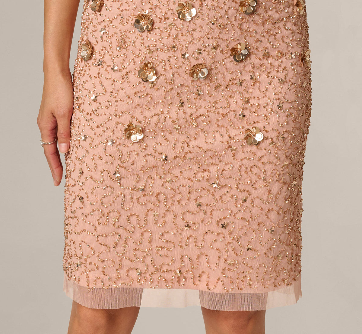 Beaded Cocktail Dress - Apricot Ice | Adrianna Papell
