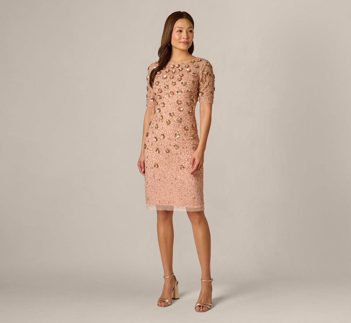 Beaded Cocktail Dress - Apricot Ice | Adrianna Papell