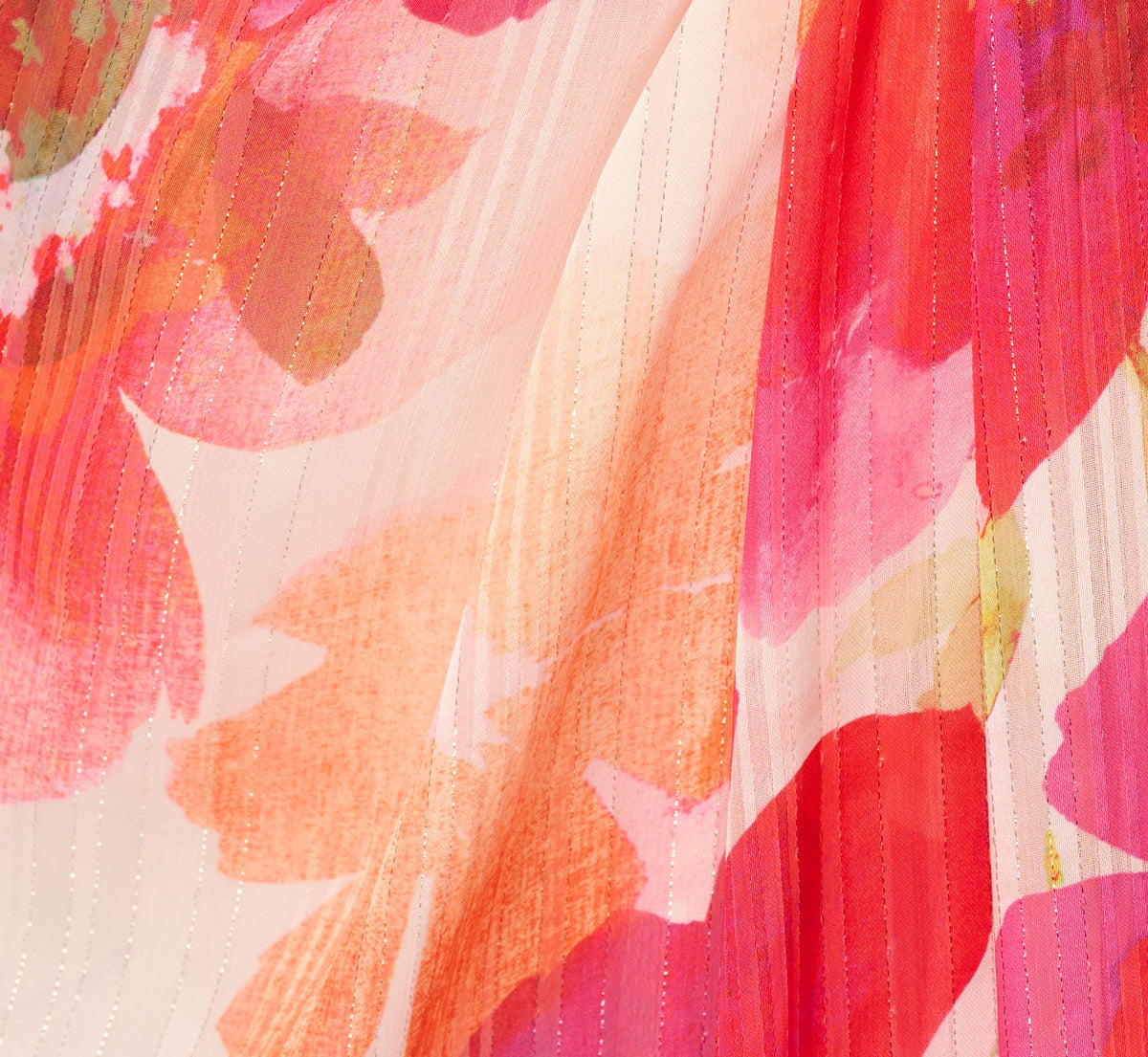 One Shoulder Watercolor Floral Stripe Gown - Ivory Pink Multi | Adrianna Papell