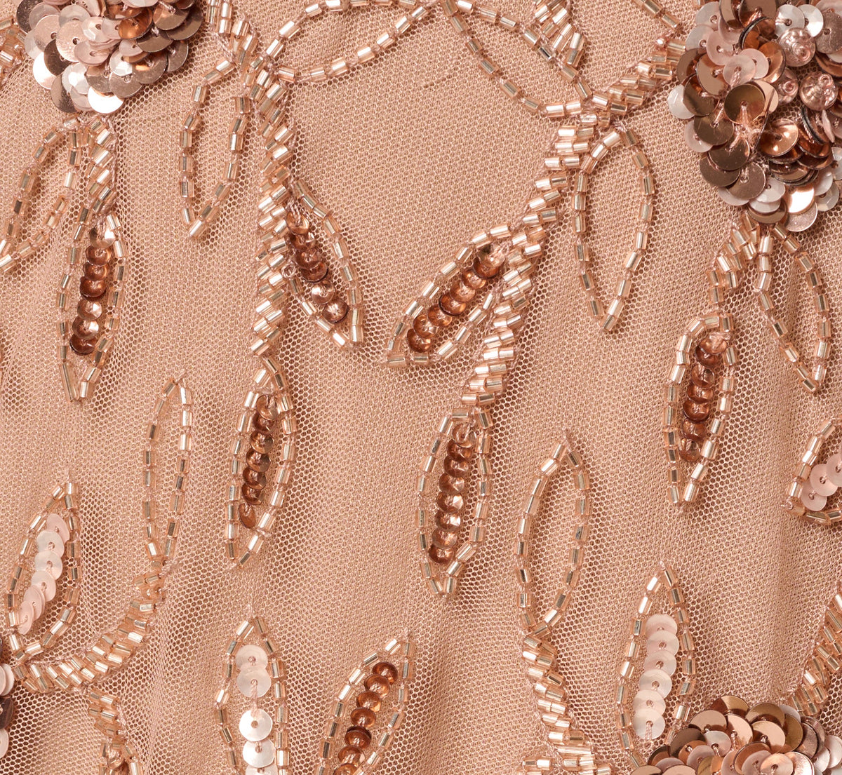 Cape Sleeve Floral Sequin Beaded Gown - Rose Gold | Adrianna Papell