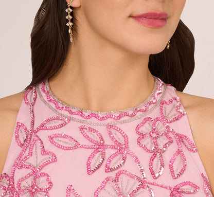 Sleeveless Blouson Mermaid Gown With Jasmine Beading - Pink Lace | Adrianna Papell