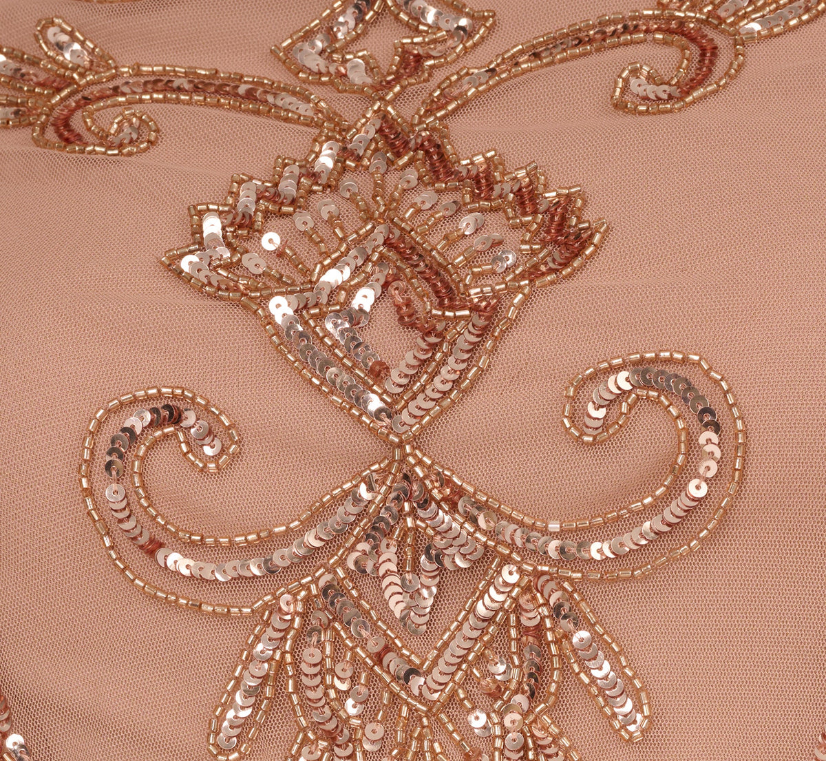 Short Sleeve Beaded Blouson Gown - Rose Gold | Adrianna Papell