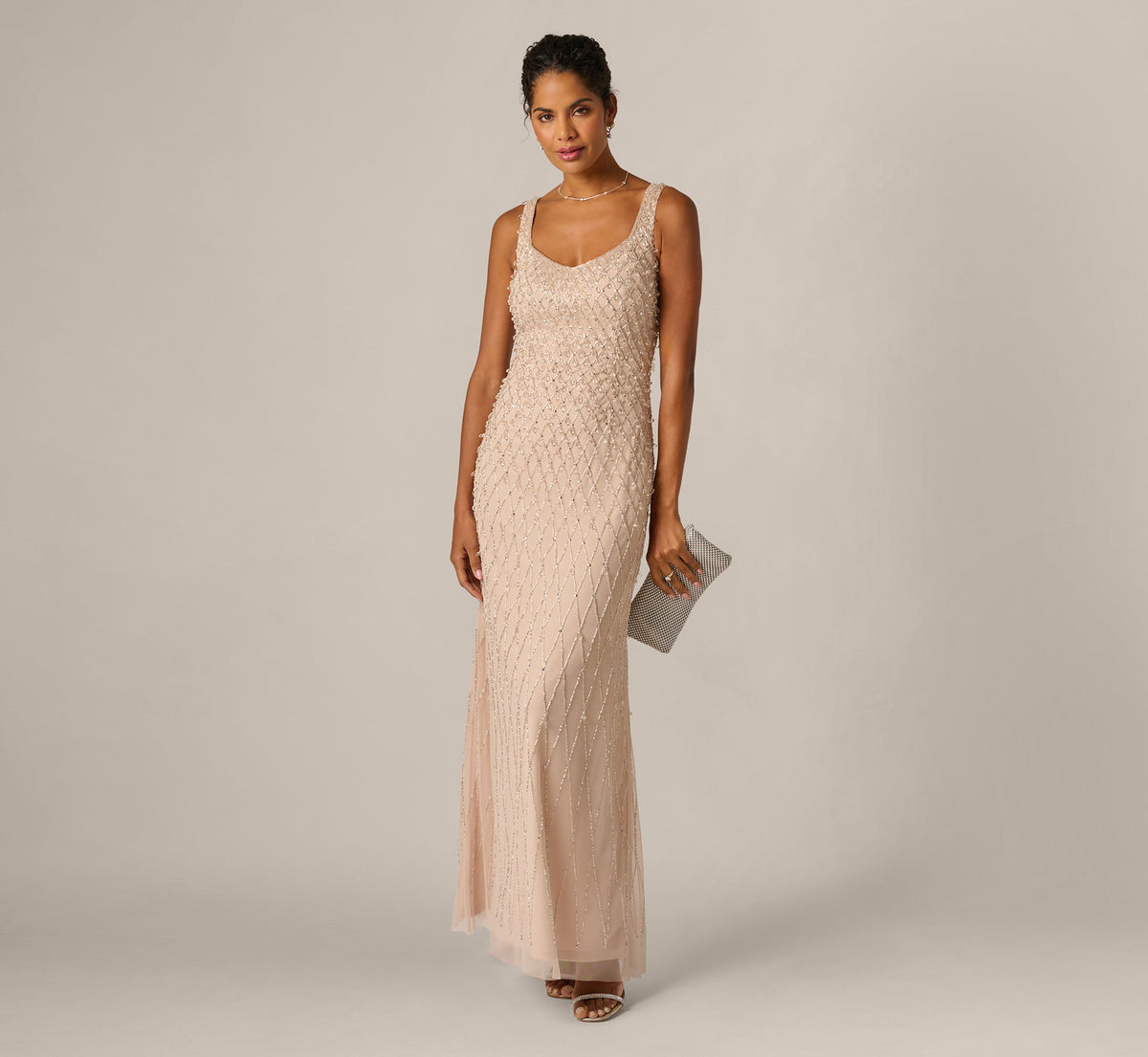Diamond Beaded Mermaid Gown - Shell | Adrianna Papell