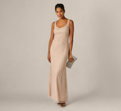 Diamond Beaded Mermaid Gown - Shell | Adrianna Papell