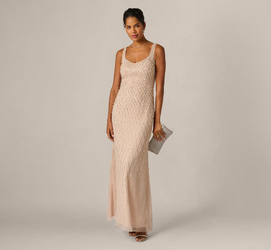 Diamond Beaded Mermaid Gown - Shell | Adrianna Papell
