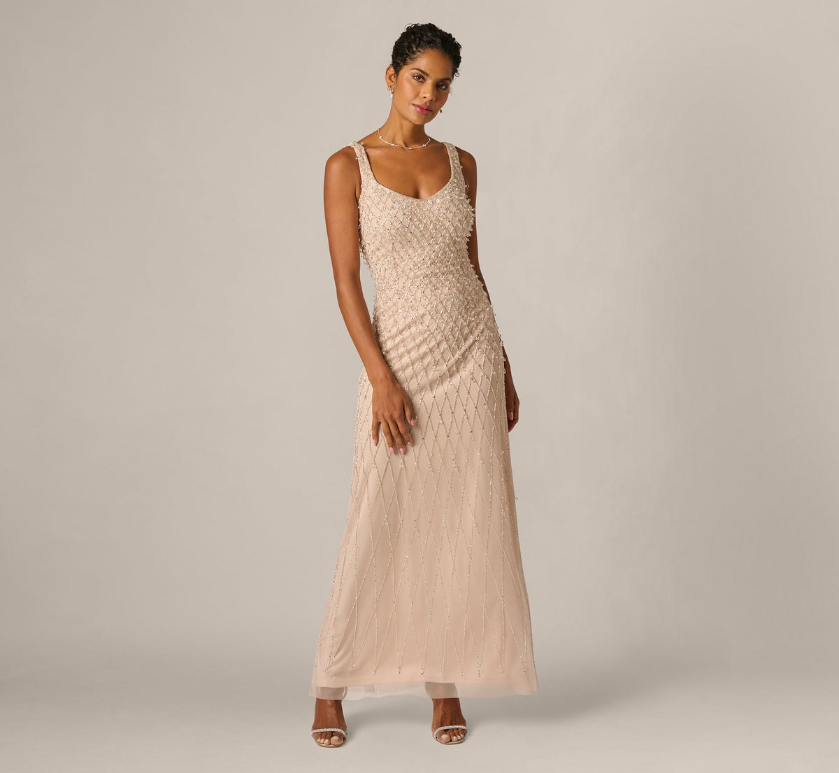 Diamond Beaded Mermaid Gown - Shell | Adrianna Papell