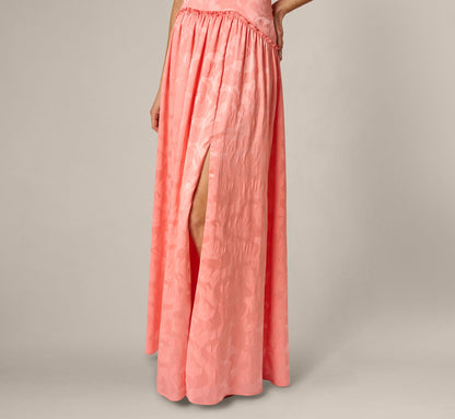 Drop Waist Butterfly Jacquard Gown - Coastal Sun | Adrianna Papell