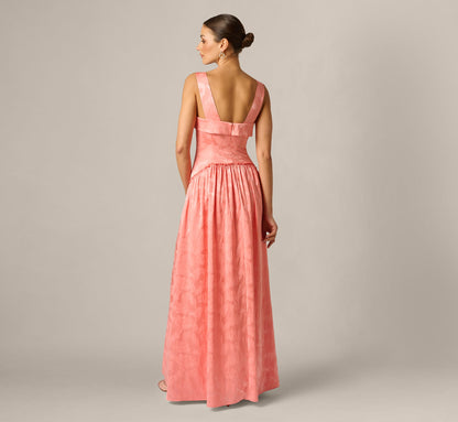 Drop Waist Butterfly Jacquard Gown - Coastal Sun | Adrianna Papell