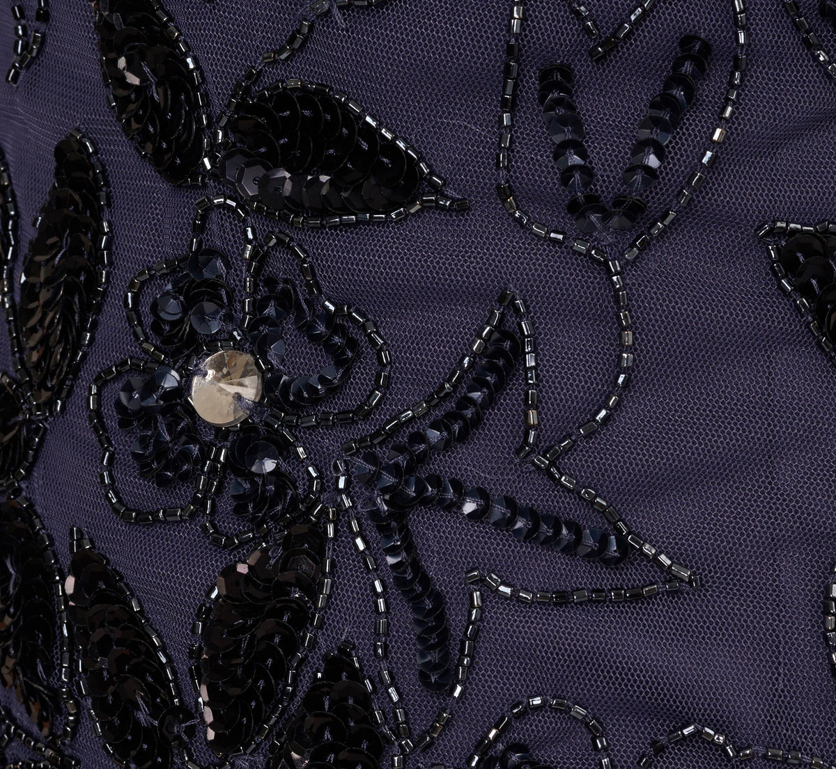 Hand Beaded Short Sleeve Floral Godet Gown - Smoky Peri | Adrianna Papell