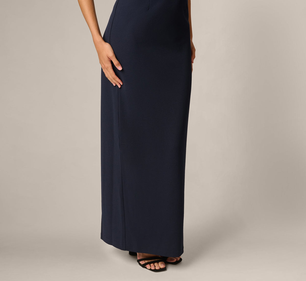 Split Sleeve Square Neck Column Gown - Midnight | Adrianna Papell