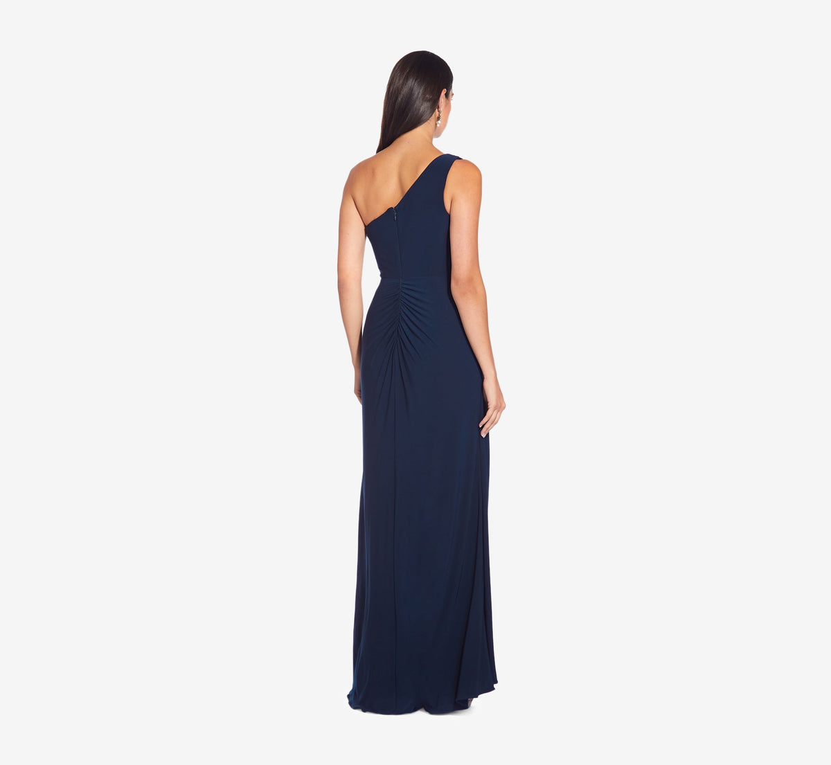 One Shoulder Dress With Draped Waist Detail - Midnight | Adrianna Papell