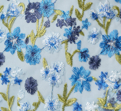 Floral Embroidered Flounce Halter Dress - Blue Multi | Adrianna Papell
