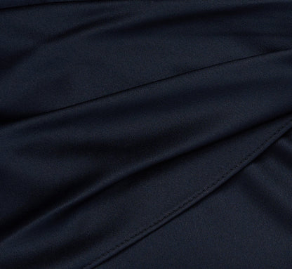 Three Quarter Sleeve Draped Satin Sheath Dress - Dark Navy | Adrianna Papell