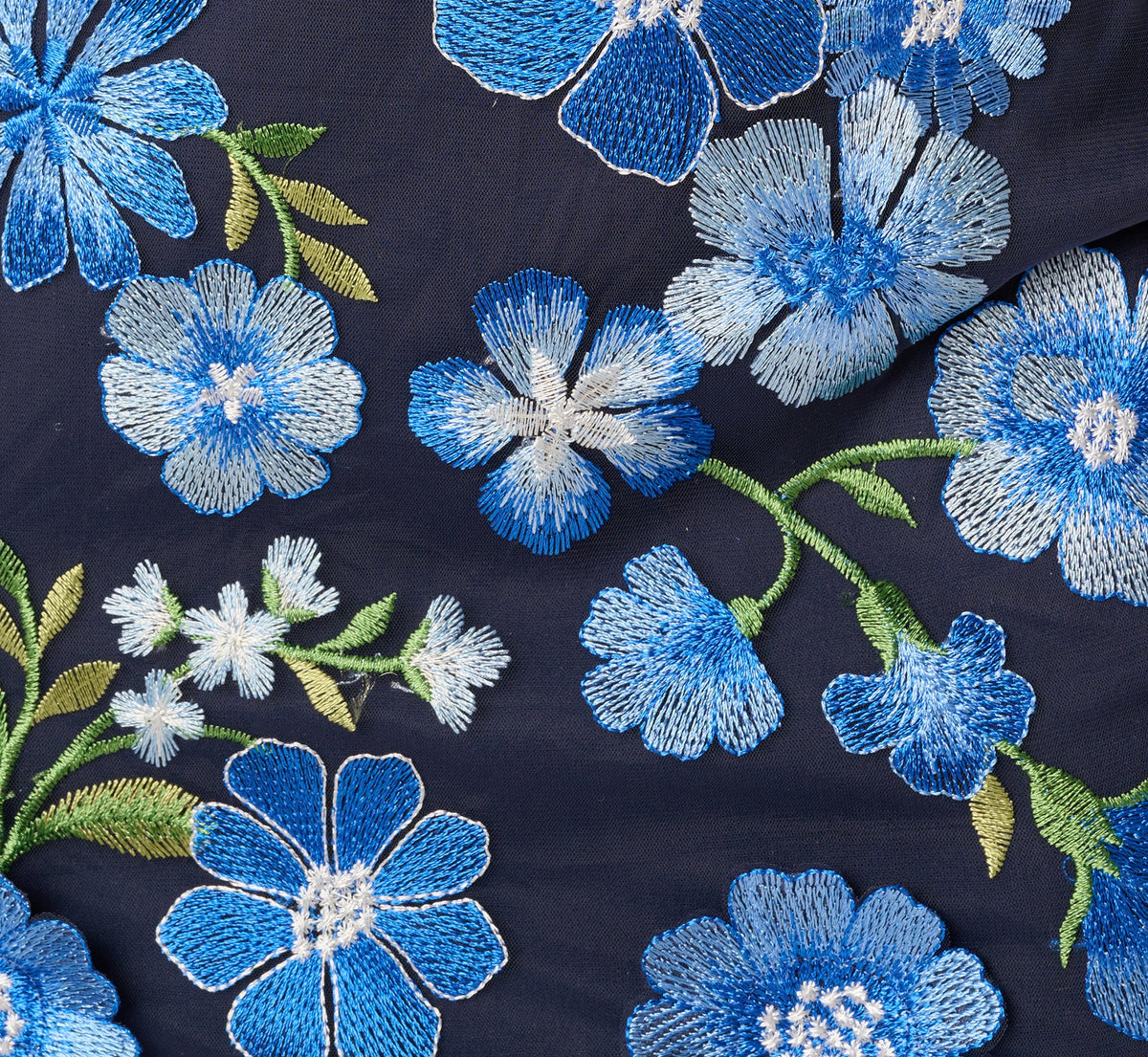 Cape Sleeve Floral Embroidered Midi Dress - Blue Multi | Adrianna Papell