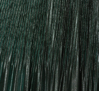 Halter Pleated Metallic Dress - Green Black | Adrianna Papell