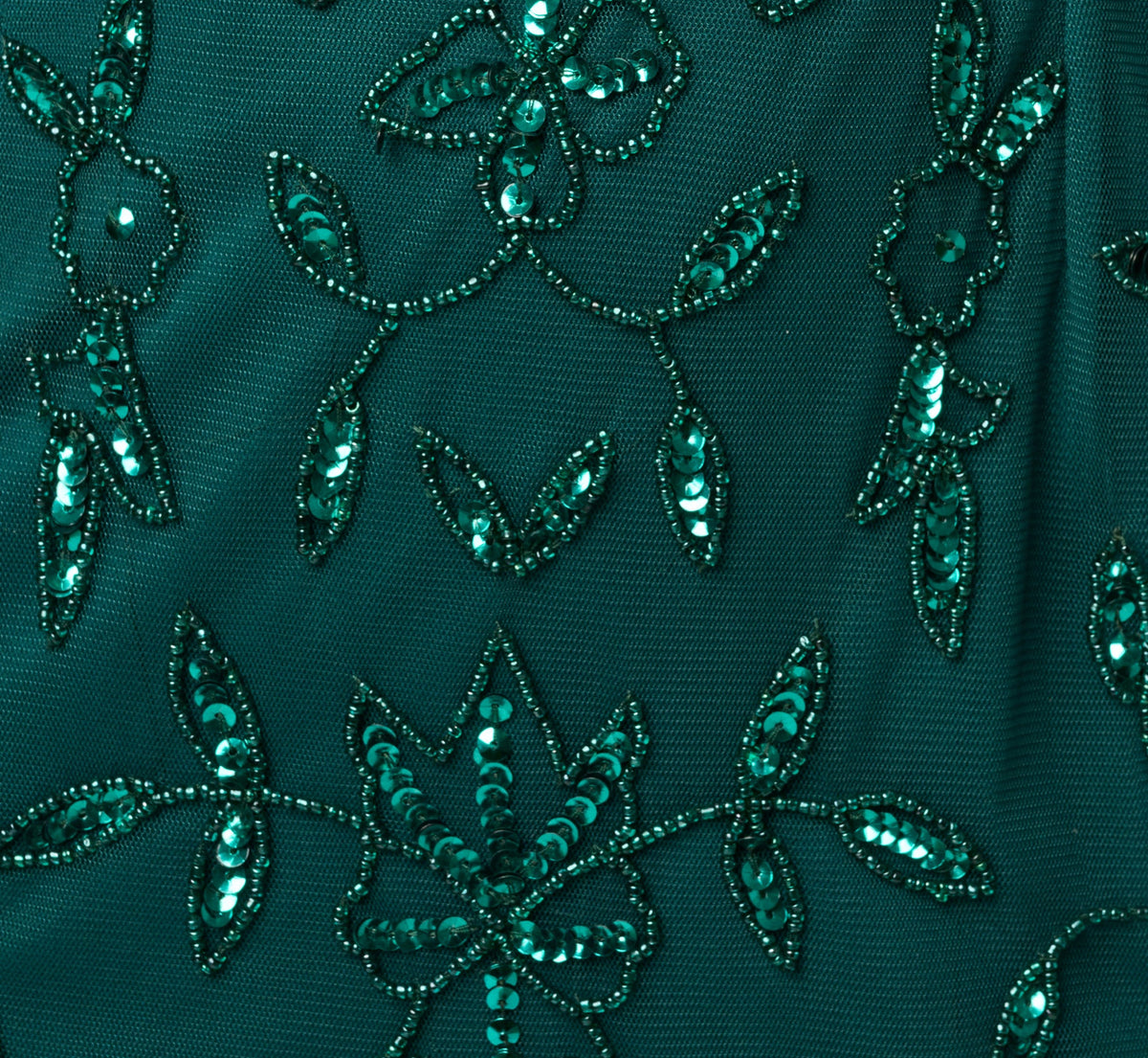 Square Neck Ivy Floral Sequin Beaded Gown - Gem Green | Adrianna Papell