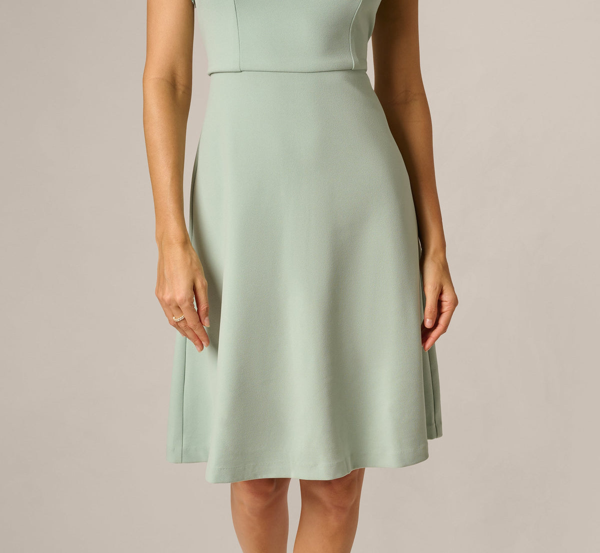 Flutter Sleeve Beaded Illusion Short Dress - Icy Sage | Adrianna Papell