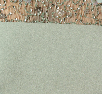 Flutter Sleeve Beaded Illusion Short Dress - Icy Sage | Adrianna Papell