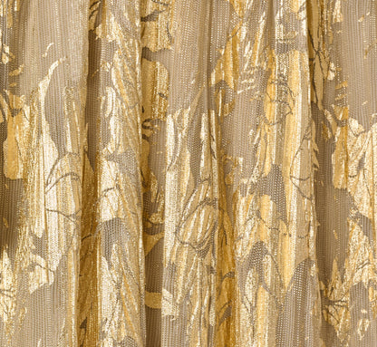 Sleeveless Metallic Crinkle Ruffle Gown - Champagne Gold | Adrianna Papell