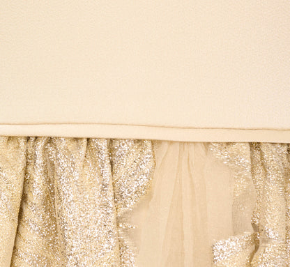 Metallic Jacquard Sleeveless Ball Gown With Crinoline Details - Light Gold | Adrianna Papell