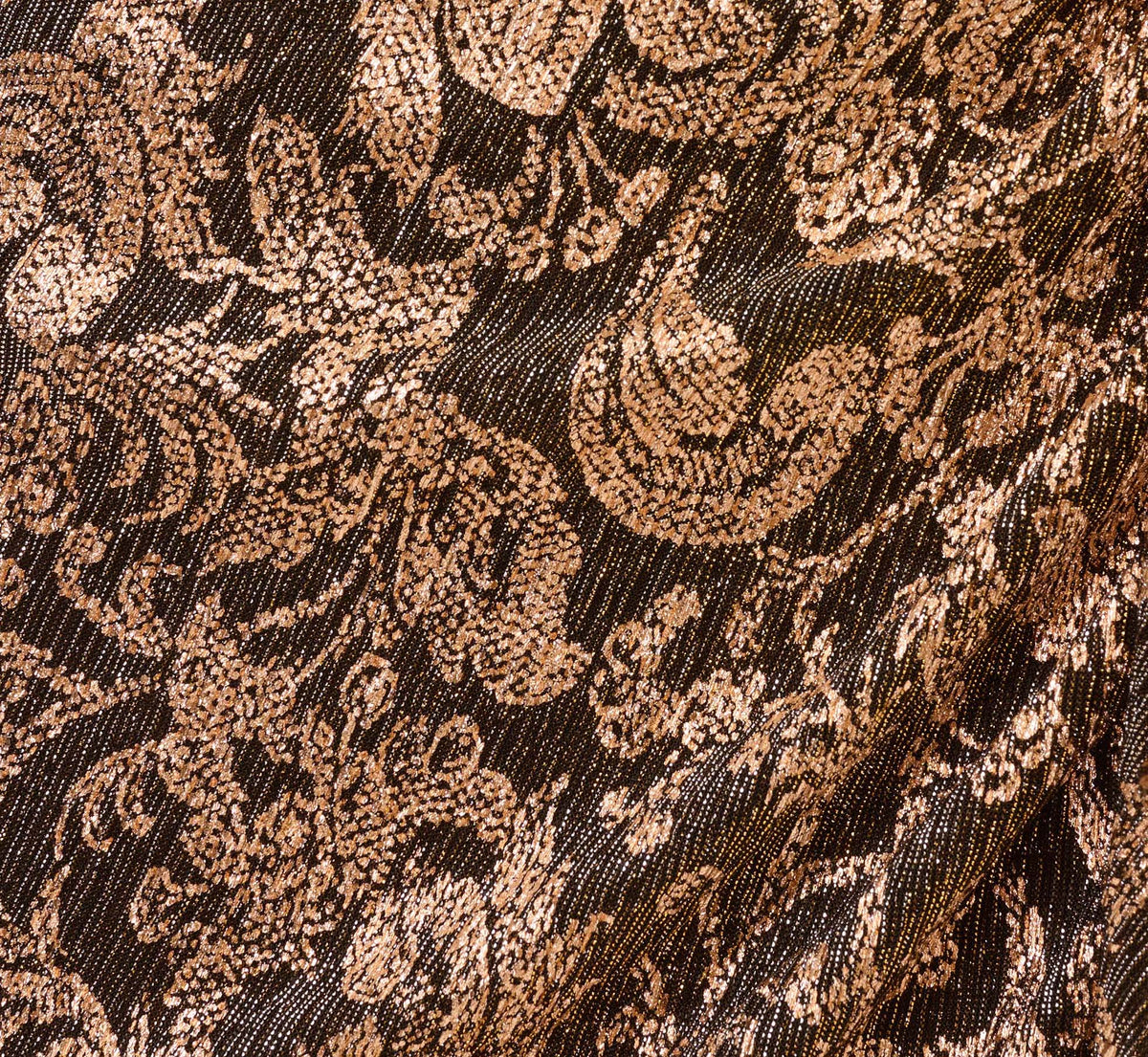 Sleeveless Asymmetrical Damask Metallic Gown - Chocolate | Adrianna Papell