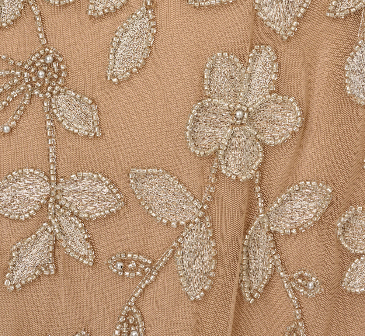 Strapless Floral Beaded Embroidery Gown - Taupe Pink | Adrianna Papell