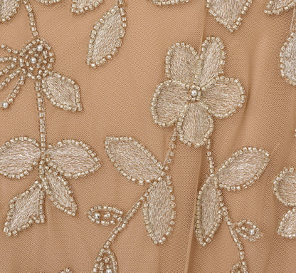 Strapless Floral Beaded Embroidery Gown - Taupe Pink | Adrianna Papell