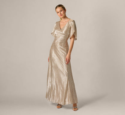Metallic Flutter Knit Gown - Alabaster | Adrianna Papell