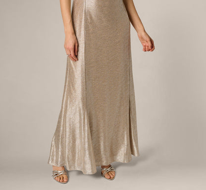 Metallic Flutter Knit Gown - Alabaster | Adrianna Papell