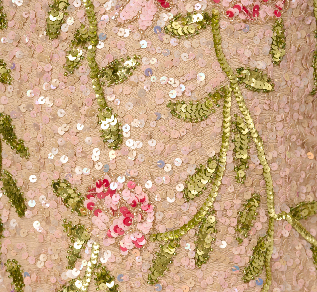 Floral Beaded Mermaid Gown With Flutter Cap Sleeves - Light Champagne | Adrianna Papell