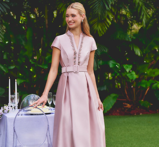 Cap Sleeve Beaded Collar Ballgown - Bellini | Adrianna Papell