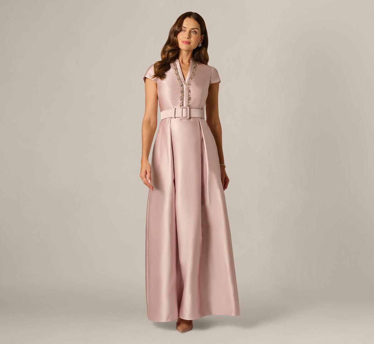 Cap Sleeve Beaded Collar Ballgown - Bellini | Adrianna Papell