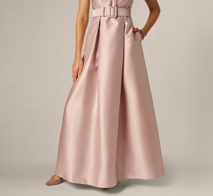 Cap Sleeve Beaded Collar Ballgown - Bellini | Adrianna Papell