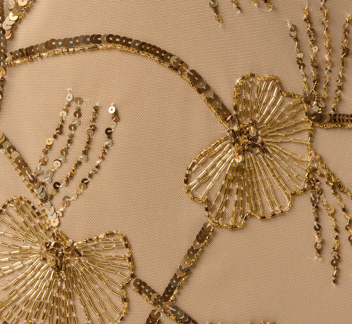 Deco Floral Beaded Sequin Collar Blouson Gown - Gold | Adrianna Papell