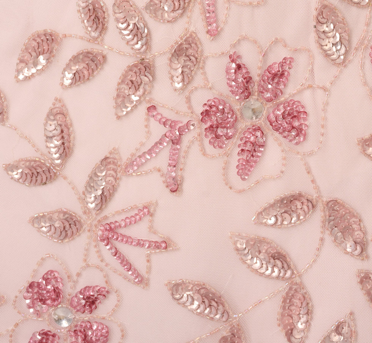 Hand Beaded Short Sleeve Floral Godet Gown - Blush Pink | Adrianna Papell