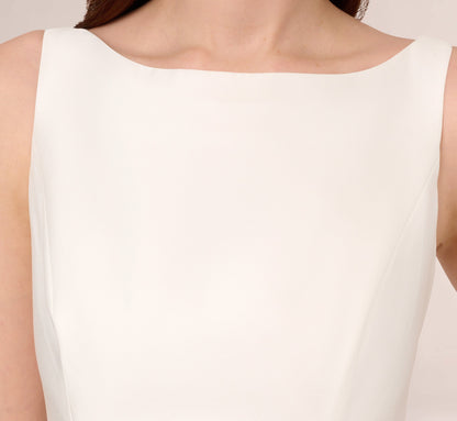 Sleeveless Mikado Fit And Flare Midi Dress With V-Back - Ivory | Adrianna Papell