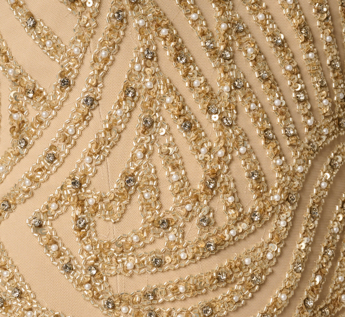 Sunburst Art Deco Beaded Halter Gown - Gold | Adrianna Papell
